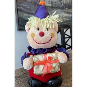 VTG Good Stuff clown with gift present plush stuffed toy Party Birthday 14in